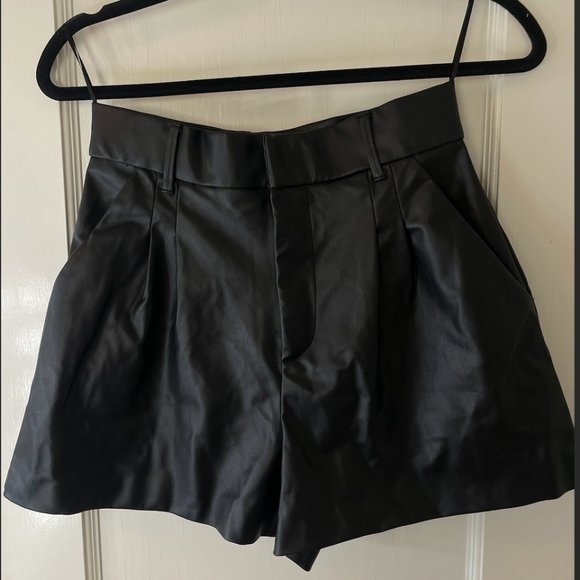 Zara Shorts Zara Faux Black Leather Shorts Poshmark